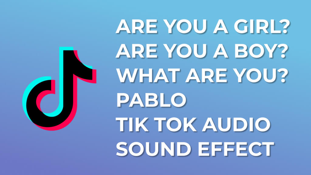Are you a girl? Are you a boy? What are you? Pablo Tik Tok Audio Sound Effect